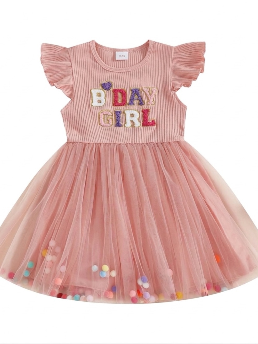 Pink 'B-Day Girl' Tulle Party Dress